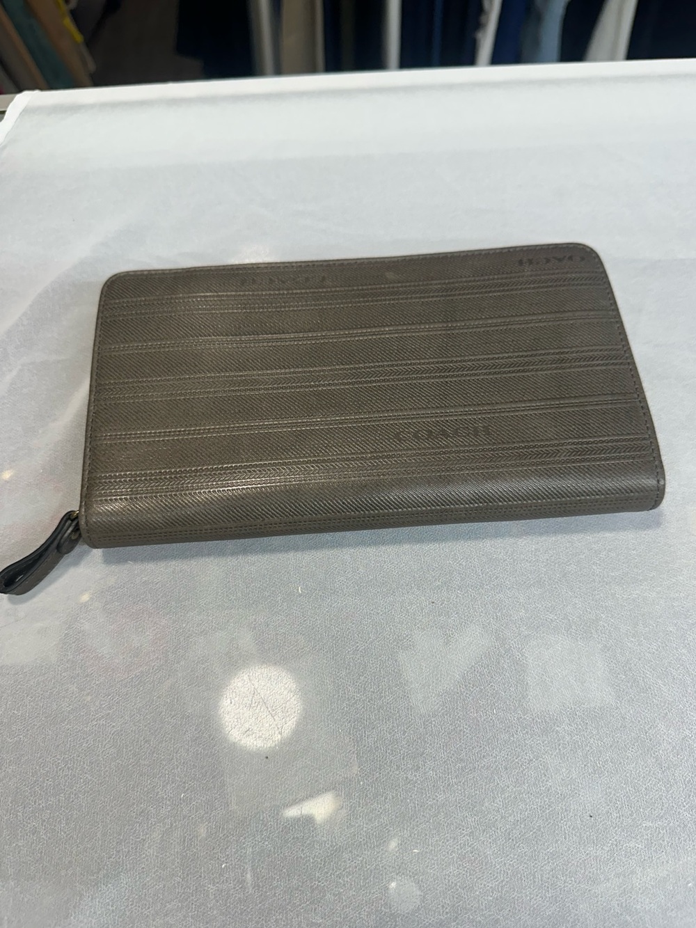 Coach Men's Double Zip Travel Organizer in Embossed striped  . New no tag